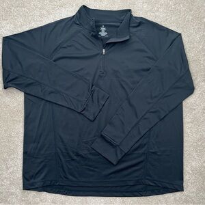 L.L.Bean Sweater XXL Black Quarter Zip Thumb Hole Activewear Running Preppy Men